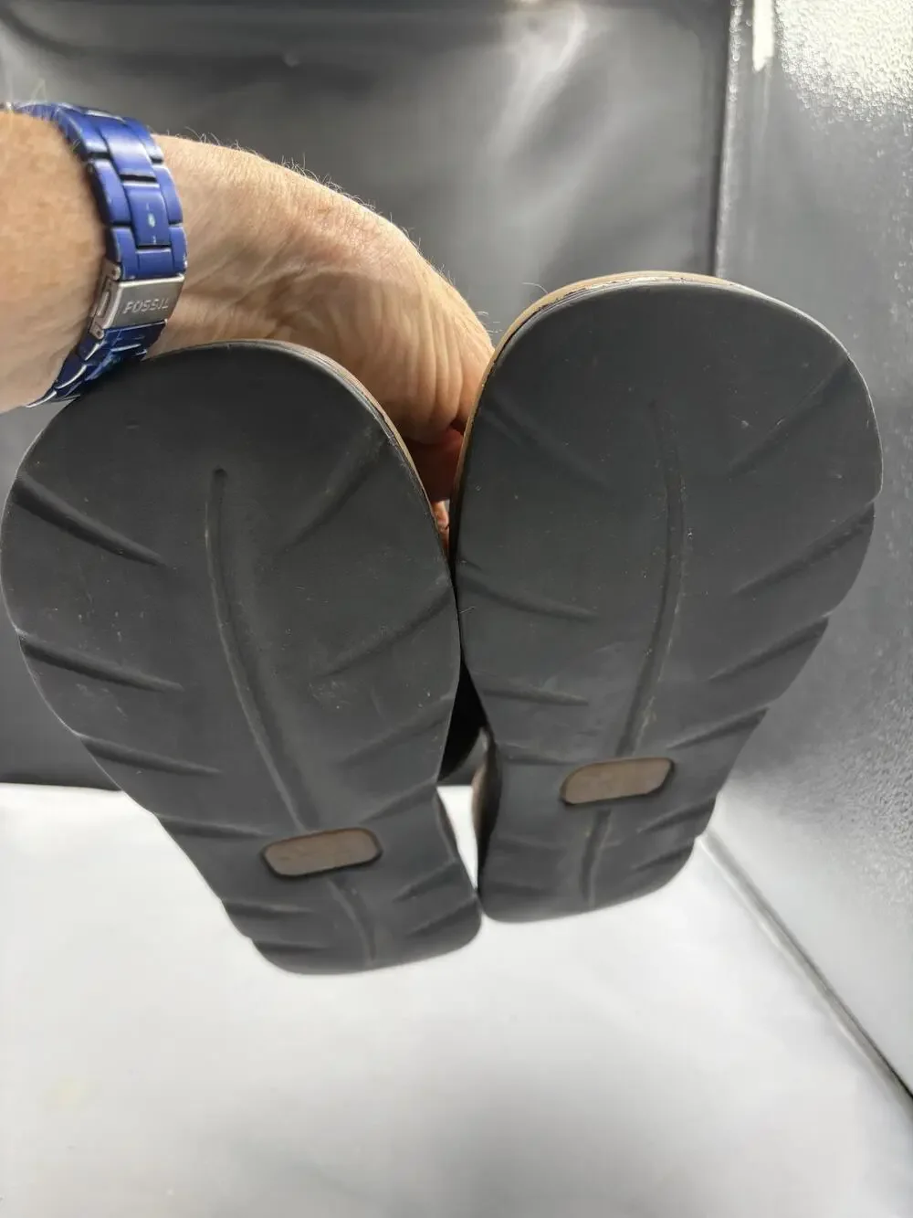 Dr. Martens Sandals Womens Size 9 Brown Leather Slide Buckle Air Cushion Wedge
